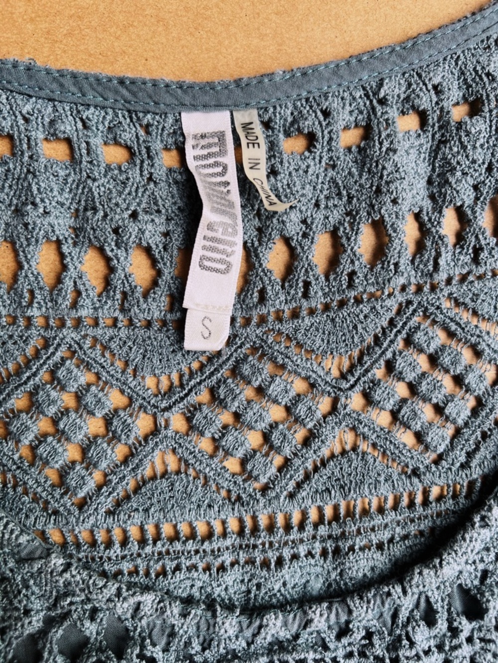 Monoreno Lace Crochet Boho Mini Dress Blue Sleeveless Flowy Size S - Picture 6 of 9